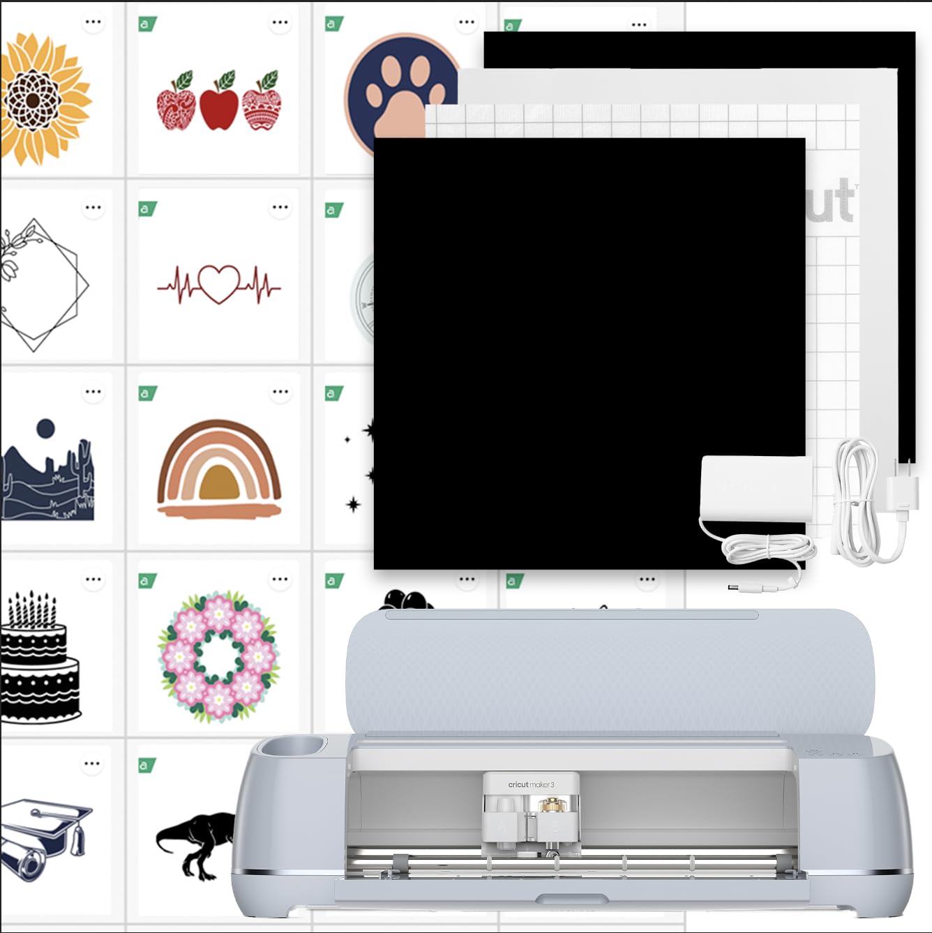 Cricut Maker 3 & Digital Content Library Bundle - Includes 30 images in Design Space App - Smart Cutting Machine, 2X Faster & 10X Cutting Force, Cuts
