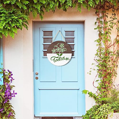 12 Inch Blank Wooden Circle Sign Unfinished Round Hanging Decorative Wood Plaque with Ropes for DIY Crafts, Door Hanger, Sign, Wood Buring, Painting, clothmile