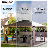 Sunjoy Hardtop Gazebo 13 x 15 ft. Standard Cedar Framed Wood Gazebo with Brown Steel and Polycarbonate Hip Roof Hardtop for Garden, Backyard Shade, Sunjoy