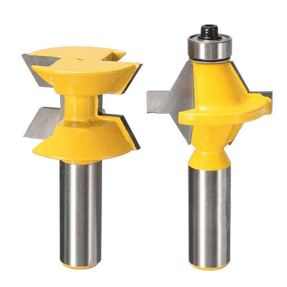 Yakamoz 2Pcs Matched 1/2" Shank Tongue and Groove Router Bit Set 120 Degree Woodworking Groove Chisel Cutter Tool - WoodArtSupply