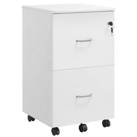 VASAGLE 2-Drawer File Cabinet, Locking Wood Filing Cabinet for Home Office, Small Rolling File Cabinet, Printer Stand, for A4, Letter-Size Files, VASAGLE