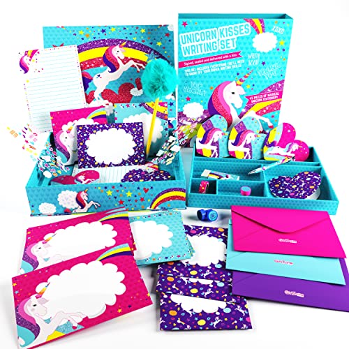 GirlZone Unicorn Letter Writing Set For Girls, 45 Piece Stationery Set, Great Birthday Gift for Girls of All Ages GirlZone