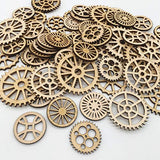 Amosfun Unfinished Wooden Cutouts Gear Shape Wood Discs Slices Embellishments for Craft DIY Decoration 50pcs Amosfun