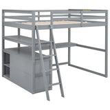 MERITLINE Modern Full Size Loft Bed with Desk, Shelves, and Storage Drawers for Kids and Teens MERITLINE