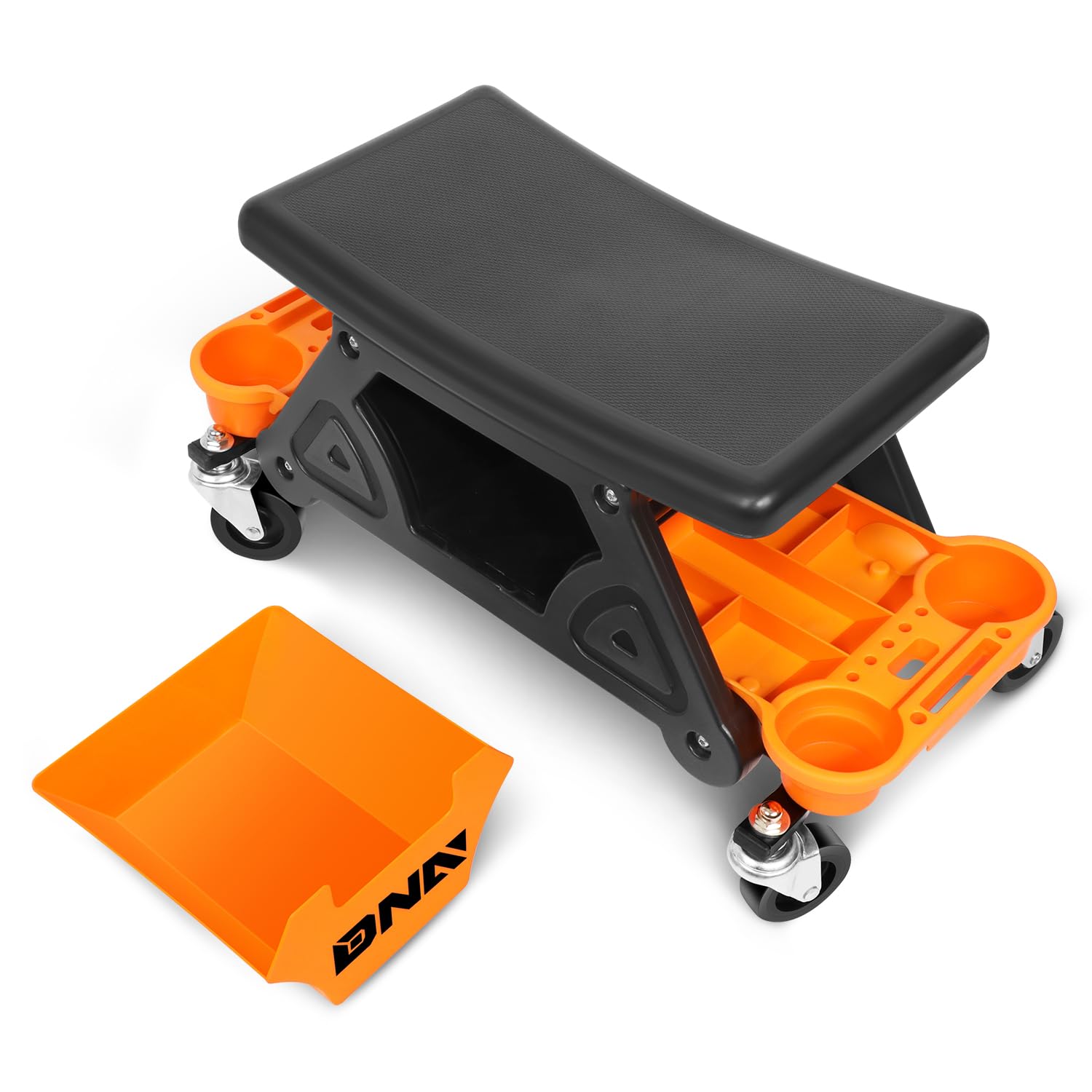 DNA Motoring TOOLS-00189 Mechanic Stool - 25-1/2" x 13" x 12" (L x H x W), Rolling Work Seat w/Lockable Swivel Wheels and Storage Tool Tray DNA MOTORING