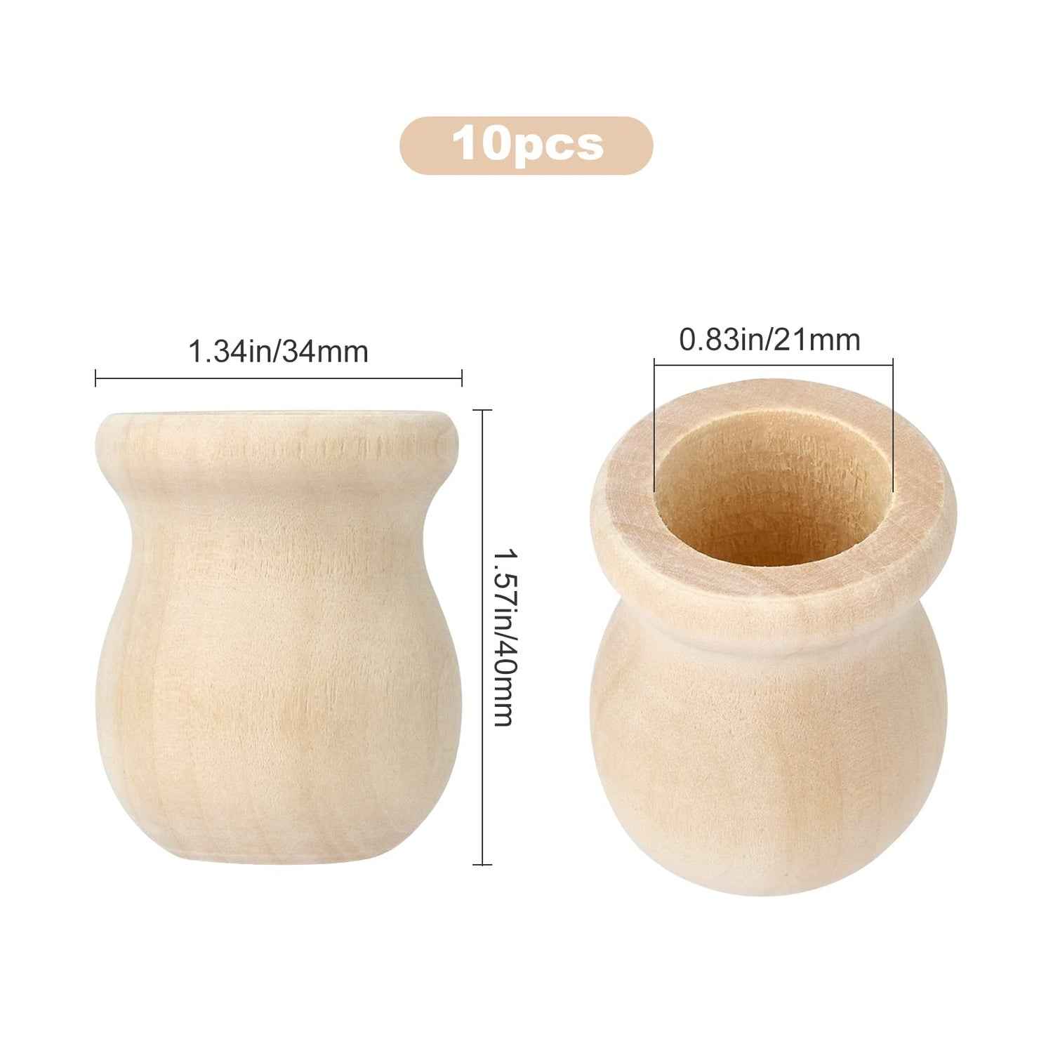 GORGECRAFT 1.5 Inch 10pcs Unfinished Wood Candle Cups Blank Candle Holders Wooden Candlesticks 4/5 Inch Hole Classics Flower Container for Hand GORGECRAFT
