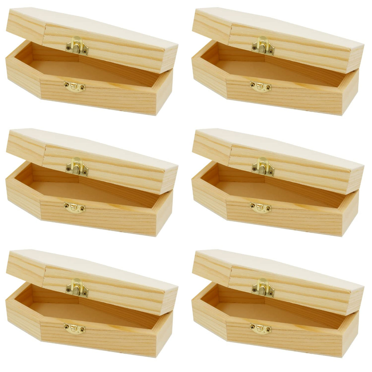 Creative Hobbies Pack of 6 - Small Unfinished Wood Funeral Coffins, 6-Inch - Perfect for Halloween, Goth Decor, and Pet Memorials Creative Hobbies