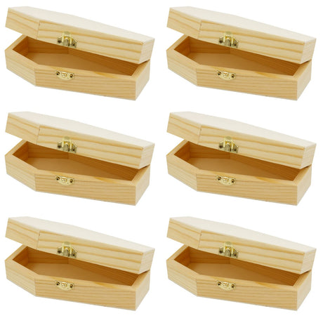 Creative Hobbies Pack of 6 - Small Unfinished Wood Funeral Coffins, 6-Inch - Perfect for Halloween, Goth Decor, and Pet Memorials Creative Hobbies