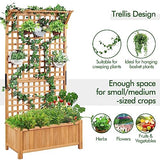 Yaheetech 72″ H Horticulture Garden Planter with Trellis for Vine Climbing Plants Garden Box Outdoor w/Drainage Holes Raised Garden Bed Garden Yaheetech