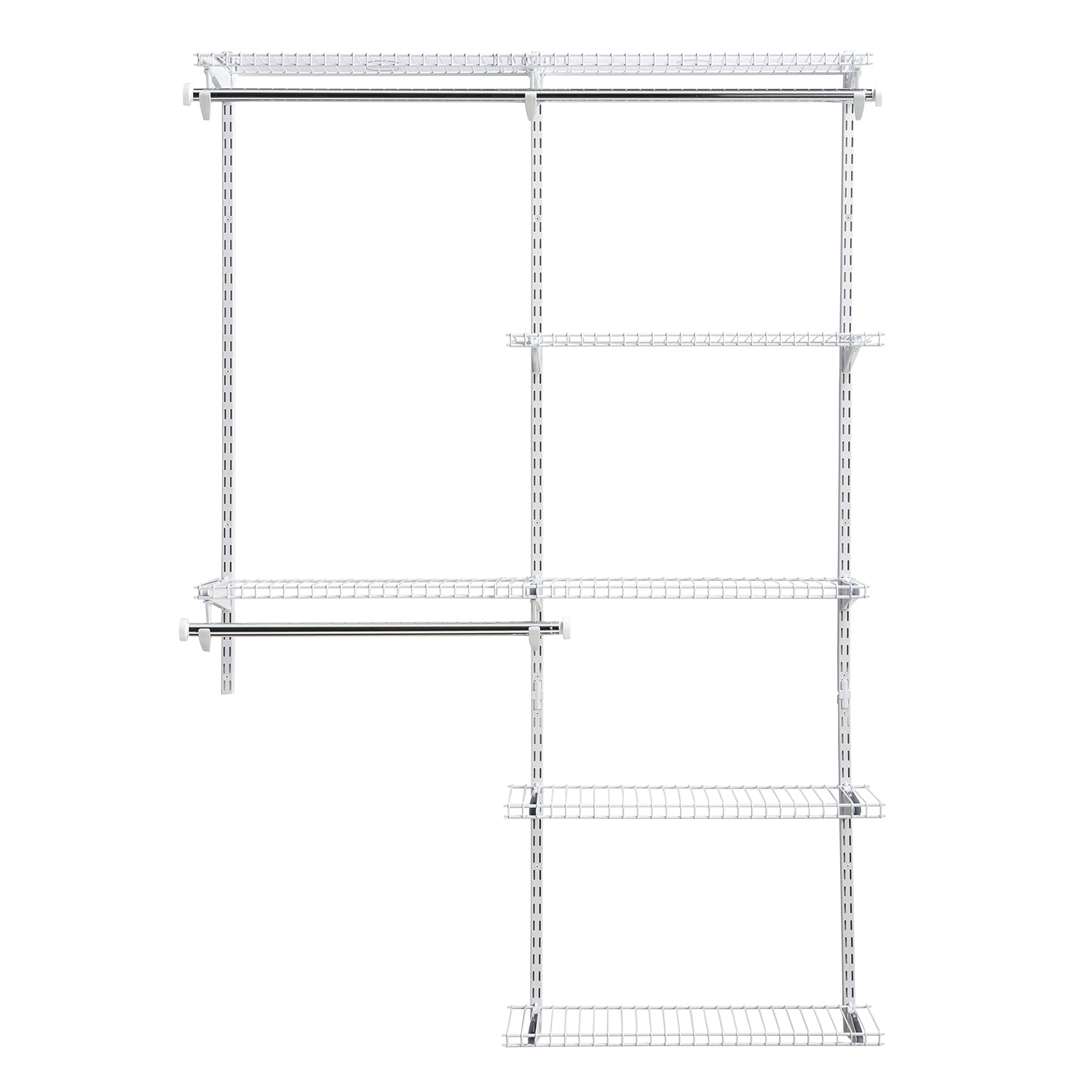 Rubbermaid Configurations Deluxe Closet Kit, White, 4-8 Ft., Wire Shelving Kit with Expandable Shelving and Telescoping Rods, Custom Closet Rubbermaid