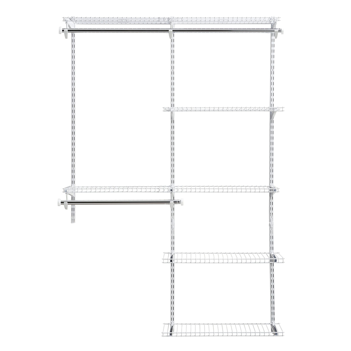 Rubbermaid Configurations Deluxe Closet Kit, White, 4-8 Ft., Wire Shelving Kit with Expandable Shelving and Telescoping Rods, Custom Closet Rubbermaid