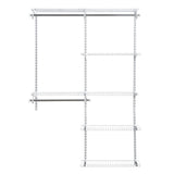 Rubbermaid Configurations Deluxe Closet Kit, White, 4-8 Ft., Wire Shelving Kit with Expandable Shelving and Telescoping Rods, Custom Closet Rubbermaid