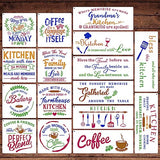 Farmhouse Kitchen Stencils Reusable Stencil for Painting on Wood, Large Wood Burning Stencils Craft Templates for Coffee Bakery Sign Dining Room eageus