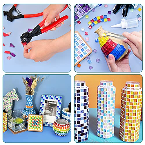 Worldity 19Pcs Mosaic Tools Kit, Heavy Duty Glass Mosaic Cut Nippers and Tile Nippers, Professional Mosaic Cutter Tool for Cutting Glass Mosaic, Worldity