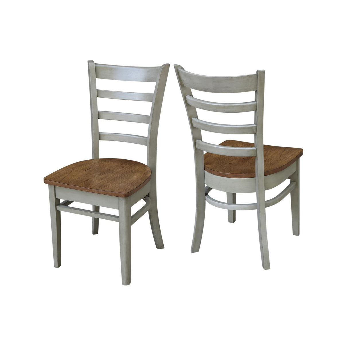 IC International Concepts International Concepts Emily Side, Set of 2 Chair, Distressed Hickory/Stone IC International Concepts