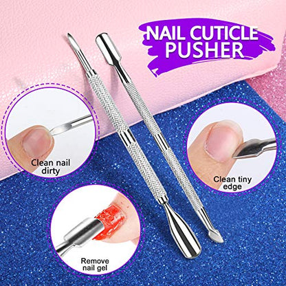 Manicure Nail File Kit-3Pcs Double Sided Nail File, Rectangular Nail Buffer, 4 Step Buffing Block, 3Pcs Cuticle Clipper & Pusher, and Nail Brush, - WoodArtSupply