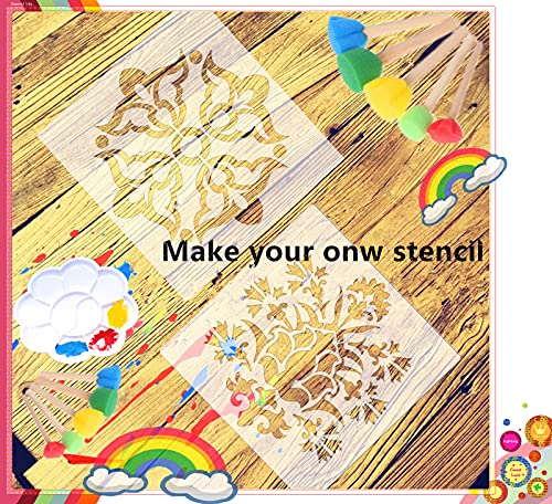 ZHluja 12-Pack 7.5 mil 12x12 inch Blank Stencil Sheet for Cricut Vinyl,Acetate Milky Translucent PET, Silhouette, Craft Template Material ZHluja