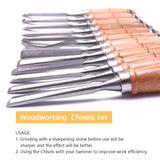 ATOPLEE 12pcs Wood Carving Chisel Set for Woodworking, Professional Wood Gouge Tools with Premium Case and Roll Up Bags for Carpenter Craftsman Gift ATOPLEE