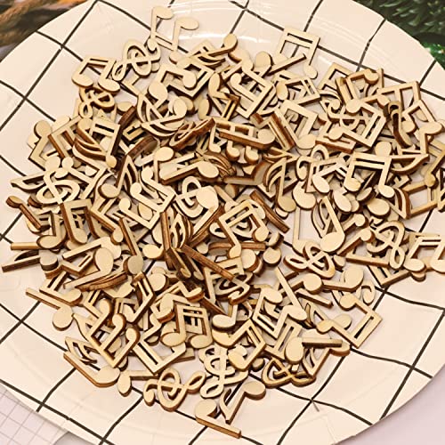 yueton 200PCS 15mm Musical Note Unfinished Blank Wood Pieces Wood Slices Wood Chips Embellishments for DIY Crafts, Home Decoration, Board Games, yueton