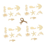 CIMAXIC 28pcs Ocean Cartoon Wood Chips Wood Paint for Crafts 3D Wooden Ornaments to Paint Crafts for sea Animals Mini Decor Wood Slice Art Craft Wood CIMAXIC