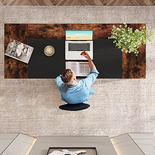 Tribesigns 63 Inches Desk with Bottom Shelves, Large Executive Desk, Computer Desk for Home Office, Business Workstation, Color Combination Table, Tribesigns