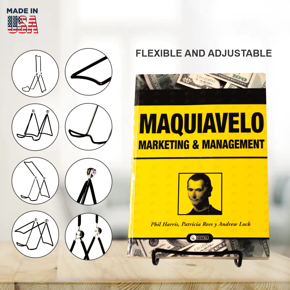 KINGDOM SOLUTIONS - 12 Pack Sturdy & Versatile Adjustable Large Stands for Display 3.8x8.5 - Made in USA Metal Easels for Plates, Pictures, Art, KINGDOM SOLUTIONS