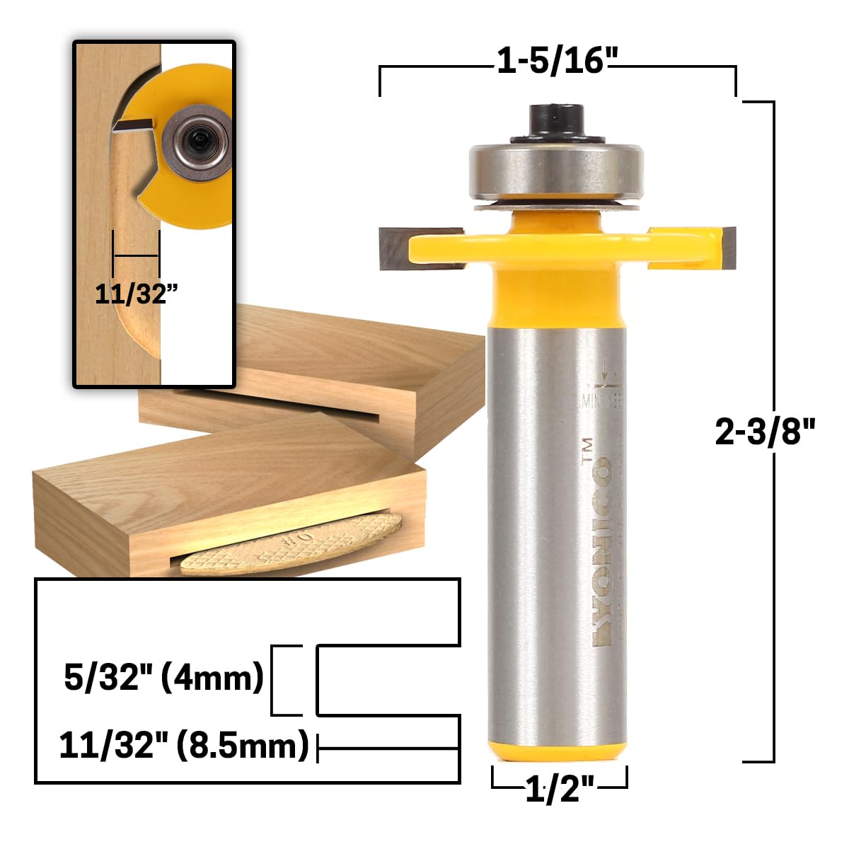 Yonico Biscuit Cutter Joint Slot Router Bit #0 1/2-Inch Shank 14083 - WoodArtSupply