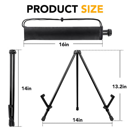 AROIC 14'' Tabletop Instant Display Easel, 12 Pack Black Small Steel Portable & Adjustable Collapsible Table Tripod Easels Stand, for Canvas - WoodArtSupply