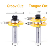 Tongue and Groove Router Bit Set 1/2 Inch Shank，Newdeli 3 Teeth Adjustable T Shape Wood Milling Cutter, Tongue Groove Router Bits Newdeli