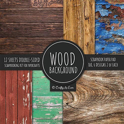 Wood Background Scrapbook Paper Pad 8x8 Scrapbooking Kit for Papercrafts, Cardmaking, DIY Crafts, Rustic Texture Design, Multicolor - WoodArtSupply