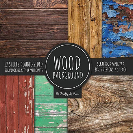 Wood Background Scrapbook Paper Pad 8x8 Scrapbooking Kit for Papercrafts, Cardmaking, DIY Crafts, Rustic Texture Design, Multicolor Crafty as Ever
