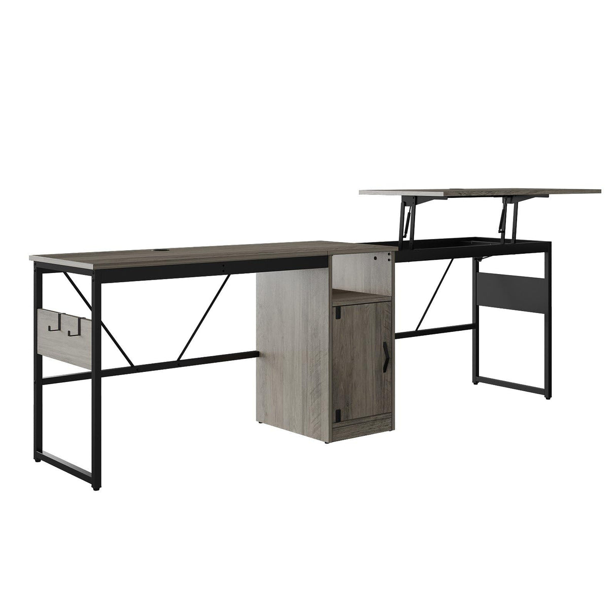 Bestier L Shaped Standing Desk Adjustable Height, 60" Corner Computer Desk with Storage File Cabinet, 95.2" Long and Large Reversible Office Desk Bestier