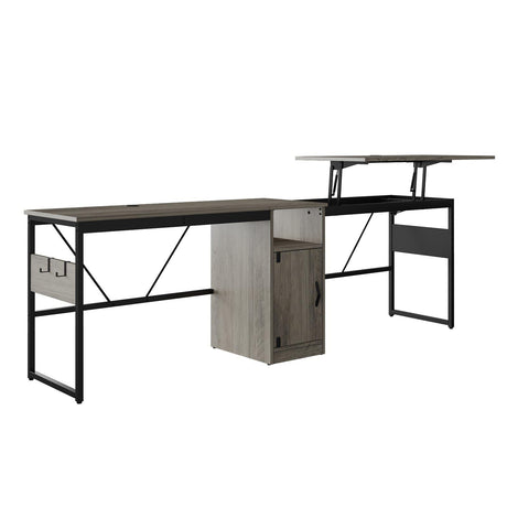 Bestier L Shaped Standing Desk Adjustable Height, 60" Corner Computer Desk with Storage File Cabinet, 95.2" Long and Large Reversible Office Desk Bestier