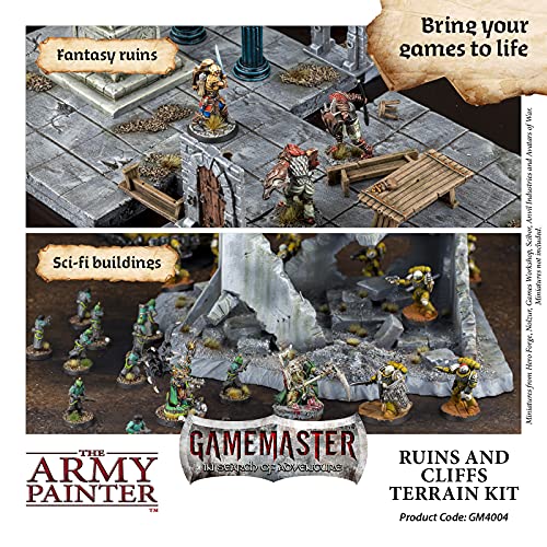 The Army Painter Terrain Paint Set with 5 Terrain Paint, 1 Spray, Basing Materials Gamemaster (Ruins & Cliffs Terrain Paint Beginner Set) - WoodArtSupply