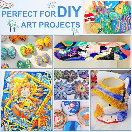 EscriWise 54 Colors Acrylic Paint Pens Paint Markers Set,Dual Tip Paint Markers With Fine Tip and Brush Tip,Premium Paint Pens for Stone,Canvas,Rock EscriWise