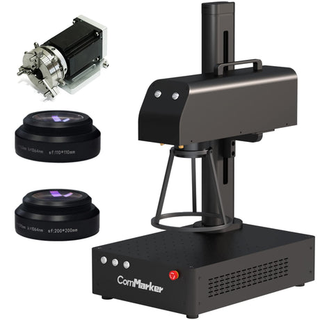 ComMarker B4 30W Raycus Fiber Laser Engraver with Rotary Axis,Support LightBurn Laser Engraving Machine with 2 Different Size Lens,Fiber Laser ComMarker