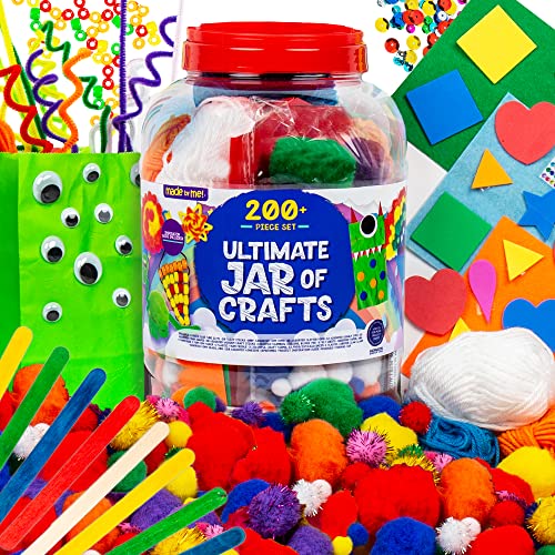 Made By Me! Ultimate Jar of Crafts, 200+ Piece Rainbow Craft Supply Bundle, Craft Supplies Starter Kit, Great Arts & Crafts Kit for Travel and Made By Me