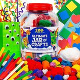 Made By Me! Ultimate Jar of Crafts, 200+ Piece Rainbow Craft Supply Bundle, Craft Supplies Starter Kit, Great Arts & Crafts Kit for Travel and Made By Me