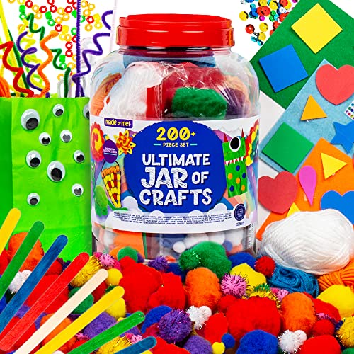 Made By Me! Ultimate Jar of Crafts, 200+ Piece Rainbow Craft Supply Bundle, Craft Supplies Starter Kit, Great Arts & Crafts Kit for Travel and - WoodArtSupply