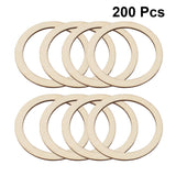 200pcs Flat Round Wood pnedant Unfinished Wood DIY Craft Decor Hollowed Wooden Slice Wood Wreath Ring Unfinished Wood Circles Floral Hoops Decor SUPVOX