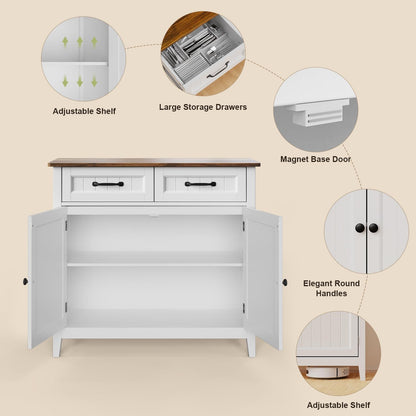 Gizoon Kitchen Sideboard Buffet Cabinet, 32'' H Large Kitchen Storage Island with Drawer and Adjustable Shelf, Modern Coffee Bar for Kitchen, Dining