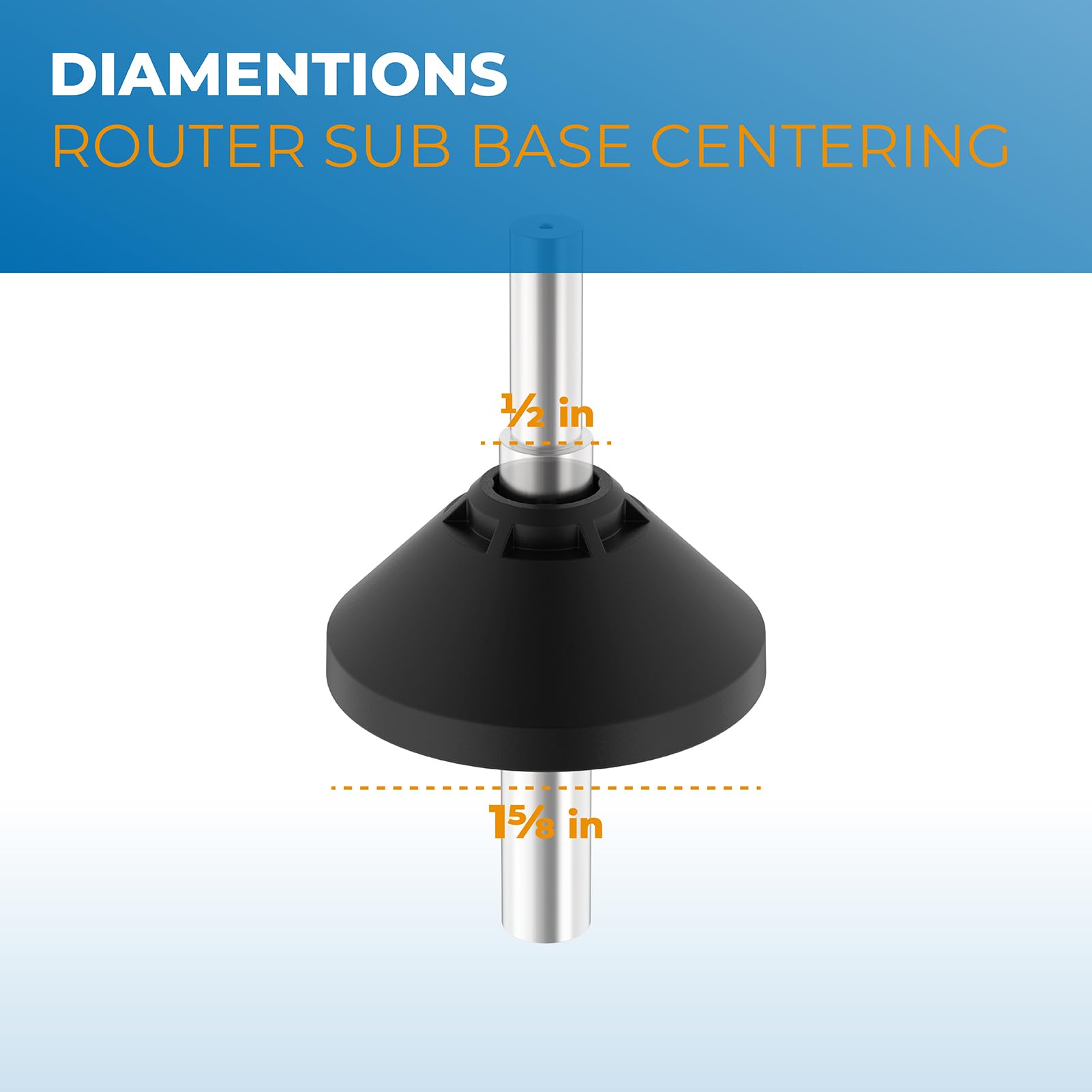 Pokin DNP617 Centering Cone Compatible with Dewalt Router, for Fixed Base Compact Router Subbase Centering Pin & Cone Works with 1/4 In. or 1/2 In. - WoodArtSupply