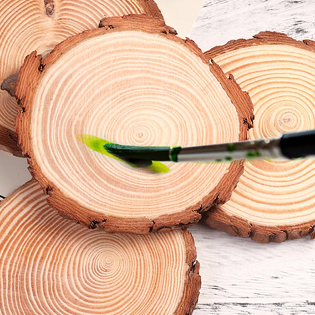 VOSAREA 12pcs Natural Wood Slices, Unfinished Wood Bark Slices Log Circles Round Natural Wood Coasters Christmas Wood Ornaments for Painting Coasters VOSAREA