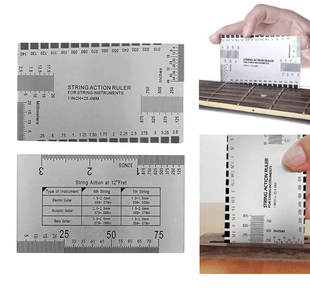 jiayouy Set of 14 Pieces Luthier Tools Set Guitar Neck Notched Straight Edge 9pcs Guitar Radius Gauge String Action Gauge Ruler Fret Rocker Fret Jiayouy