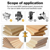 Fivepears 5Pcs Bullnose Router Bit Set 1/2 Shank, Bearing Half Round Router Bits for Woodworking, Carbide Tipped Edge Bits for Cutting Door Cabinet FIVEPEARS