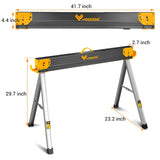 WORKESS Saw Horses 2 Pack Folding, Heavy Duty Sawhorse Table 2600 Lbs Load Capacity with 2x4 Support Legs, Portable Folding and Fast Open Legs and WORKESS