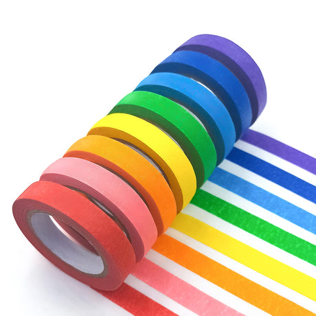 UMETDO 8PCS Colored Masking Tape - Painters Tape, Rainbow Colors Rolls, Kids Art Supplies, Great for Crafts, Labeling, DIY Decorative, 1/2 Inch UMETDO