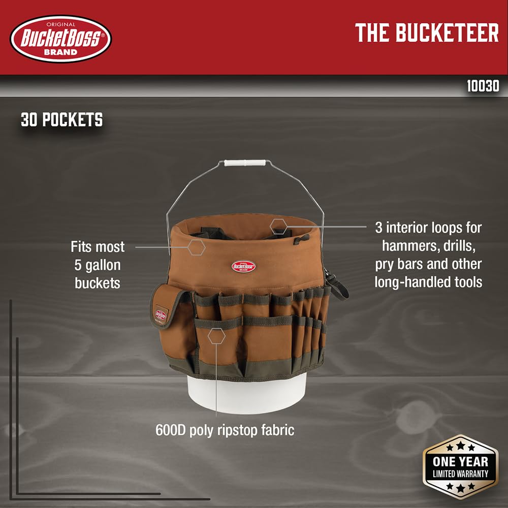 Bucket Boss The Bucketeer Bucket Tool Organizer in Brown, 10030 Bucket Boss