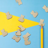 menolana 50pcs Unfinished Cat Cutout Wooden Slices Tags 3 X 2.2 X 0.2 Cm menolana