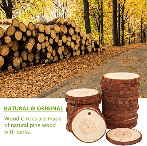 Natural Wood Slices Tiberham 21 Pcs 1.2-3.9 Inches Unfinished 